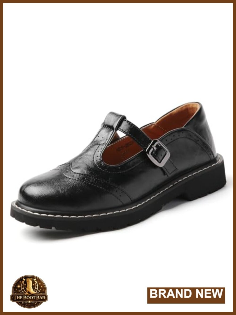 Women's Vintage T-Strap Brogue Mary Jane Platform Oxfords Faux Leather
